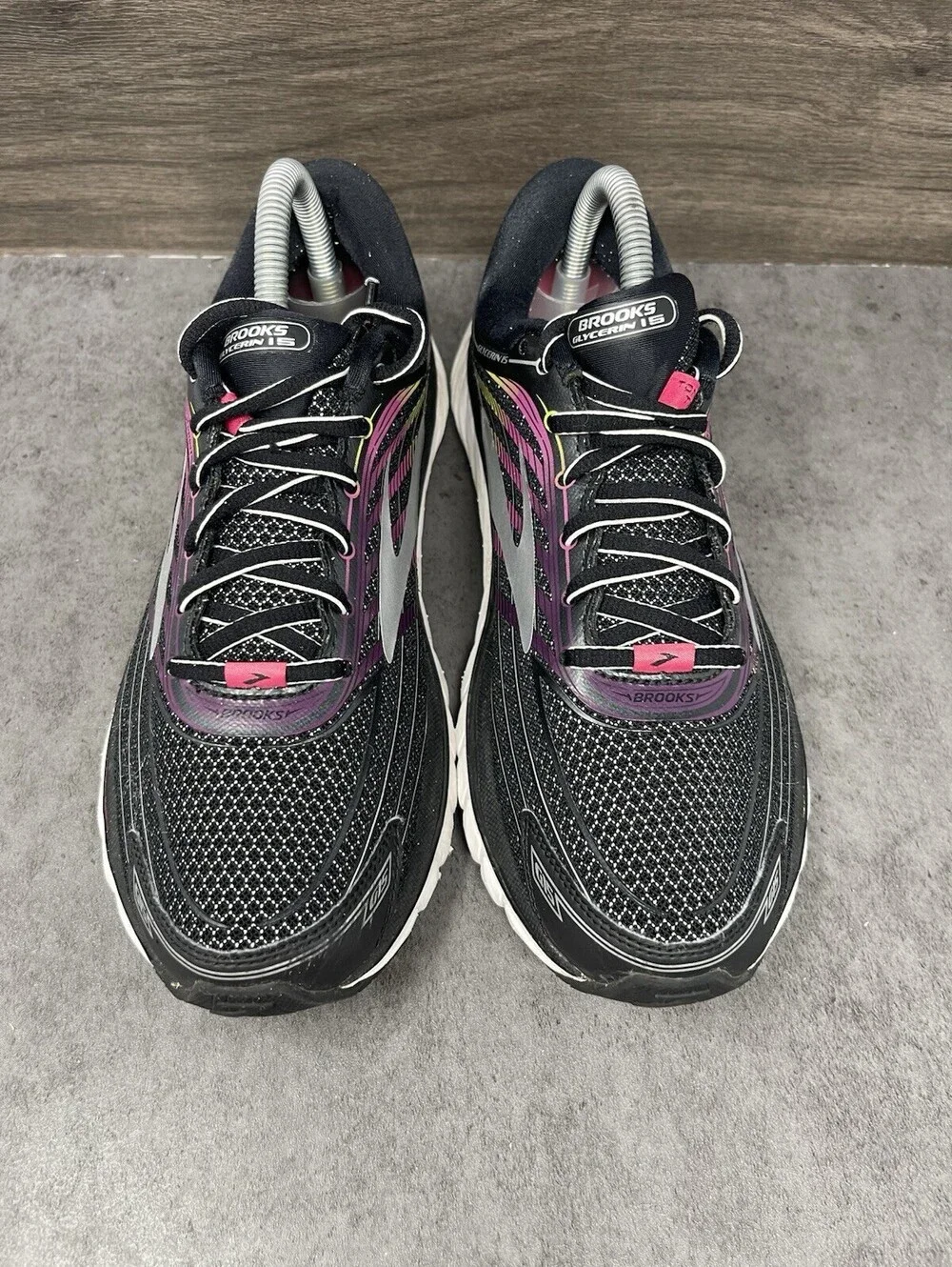 Brooks Glycerin 15 Sneakers Womens Size 9 Black Pink Athletic Trainer Running